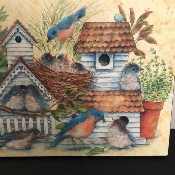 Wall Picture Blue Birds Birdhouse Cottage - Picture 2 of 5